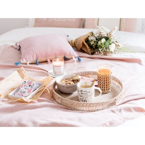 Vietnam Wholesale Natural Bamboo Round Serving <b>Tray</b> for Food Woven Fruit <b>Basket</b> Wicker Rattan Serving <b>Tray</b> Bamboo Food <b>Trays</b> - Product Image 3
