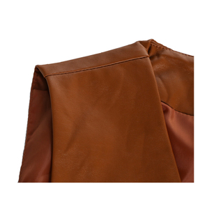 High Quality Men Biker Waistcoat Male V-Neck Sleeveless Motorcycle Vest Genuine Leather Vest For Men's - Product Image 6