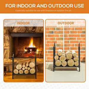 ล็อกเก็บไม้ฟืนเหล็กเคลือบผงสีดำมีสไตล์ในร่มกลางแจ้ง - Product Image 3