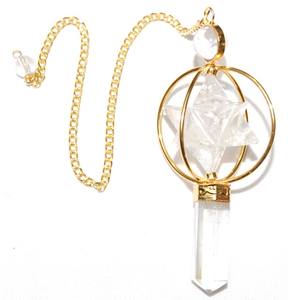 Péndulo chapado en oro de estrella Merkaba de cristal - Product Image 1