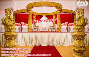 Mandap redondo tallado de fibra para boda, conjunto de Mandap dorado de diseño, de Cachemira, para boda, Alemania, nuevo - Product Image 6