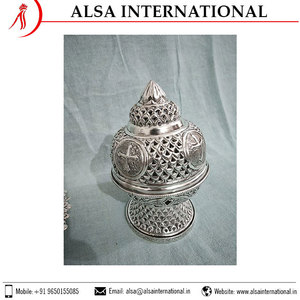 Lámpara de latón de Metal de tamaño pequeño de lujo moderna, acabado antiguo plateado, Etiqueta Privada para decoración de dormitorio para sala de estar residencial - Product Image 4