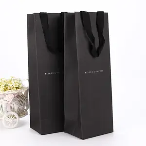 Red Wine Bottle Paper Bag with handle