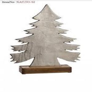Árbol de Navidad de metal fundido de aluminio con base de madera Color gris antiguo Base de material de madera única para proveedores mayoristas - Product Image 1