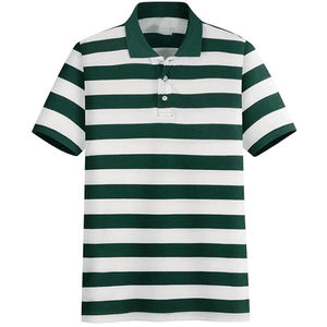 เสื้อยืดแขนสั้นลายทางสำหรับผู้ชาย,ผ้าฝ้าย100% สำหรับฤดูร้อนออกแบบโลโก้ได้ตามต้องการ - Product Image 6