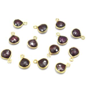 Pendentif en argent sterling 925 plaqué or en forme de cœur grenat, fabrication artisanale de bijoux - Product Image 3