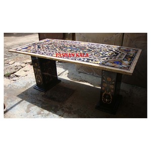 Natural <b>White</b> Marble Dining <b>Table</b> Beautiful Inlay Art Work - Product Image 1