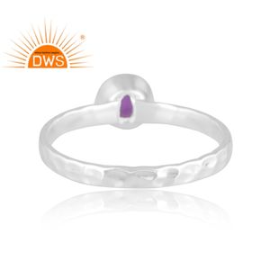 แหวนเงินแท้สเตอร์ลิงคุณภาพสูงประดับพลอยอเมทิสต์ธรรมชาติแบบตอกลาย รุ่นขายดีประจำปี 2026 สำหรับผู้ผลิตเครื่องประดับยูนิเซ็กส์ - Product Image 4