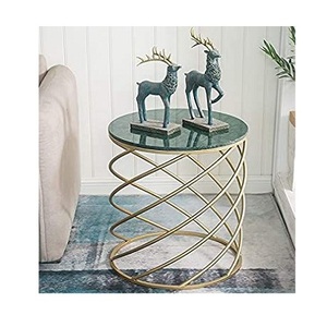 Mesa auxiliar de forma redonda de calidad superior Base de metal y vidrio en la parte superior Mesa de café y té de color plateado a granel - Product Image 3