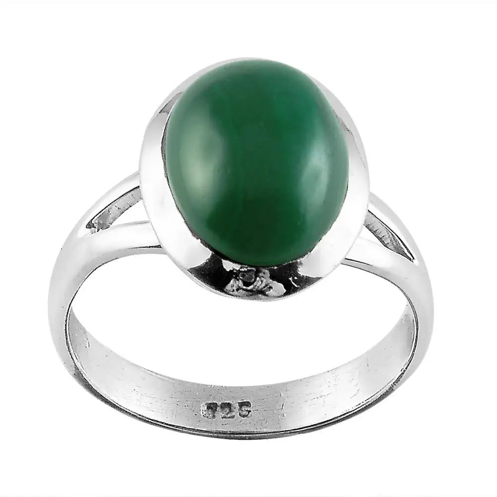 Bague en argent sterling 925 écologique vente en gros qualité d'exportation durable designer à la mode malachite bagues en pierres précieuses bijoux