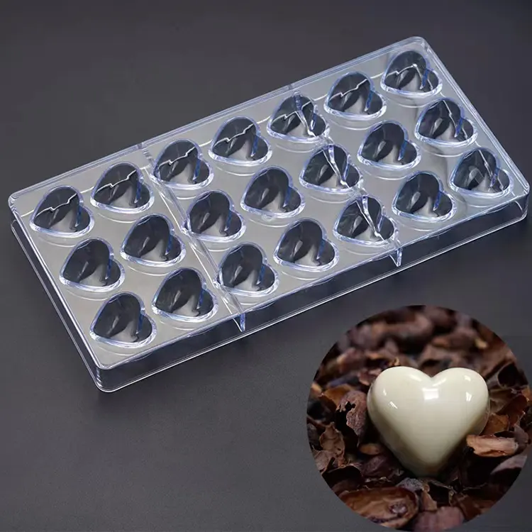 Valentine's Day 21 Cavity Heart Shape Polycarbonate Plastic Candy Chocolate Mold
