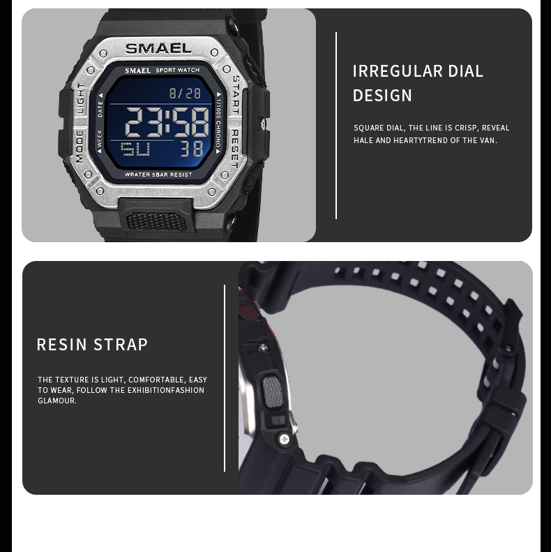Best selling digital watch for kids colorful SMAEL 8059 fashion water resistance sport watch children