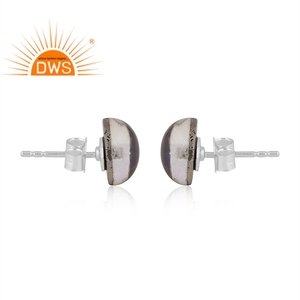 Boucles d'oreilles clous en argent sterling fin faites à la main avec doublet naturel et cristal Apache Gold – Fabricant de bijoux - Product Image 4