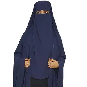 时尚商人高品质三层面纱与集成头巾奢华穆斯林女性阿巴亚