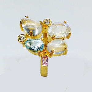 Bague en pierre précieuse topaze bleue, argent Sterling 925, asymétrique, vente en gros, vêtement de fête fait à la main, vente en gros - Product Image 4