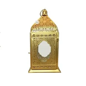 זהב משובח גימור פנר מתכת פנס בית מלון קישוט פריטים פנס מורוקן פנס נר למכירה