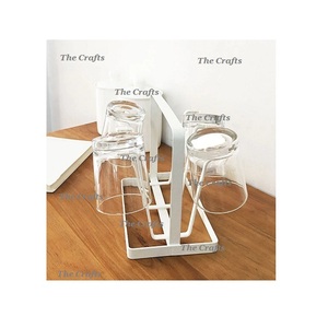 Porte-gobelets et porte-verres en fer noir avec verre et porte-gobelets de la plus grande qualité pour une utilisation à la maison - Product Image 3