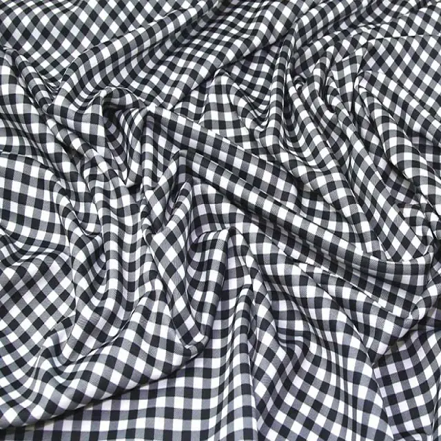 Rayon Gingham cek gaun peregangan kain harga grosir kualitas terbaik 100% bahan katun murni berkelanjutan