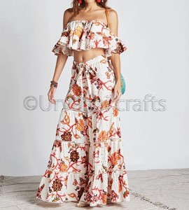 Conjunto de Top corto con hombros descubiertos para mujer, pantalones Palazzo largos, vestido de Casa informal, novedad de 2020 - Product Image 2