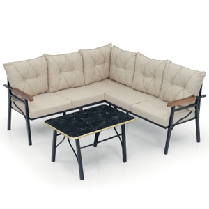 Kugu Modern Metal Carcass Corner Outdoor <b>Sofa</b> Set for Balcony & Garden Use - Product Image 1