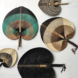 Hot Trend 2021 Set of 5 Assorted Bolga Hand Fan, Wicker Hand Woven African Wall Decor Hand Fan, African Wall Hangings