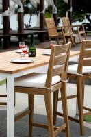 Mesa de Centro Rectangular Moderna Fabricada en Indonesia, Silla de Madera de Teca Sólida Natural, Diseño Minimalista para Sala de Estar al Aire Libre