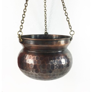 Maceta hecha a mano de aspecto antiguo martillado a mano con colgante de cobre 11cm-15cm-17cm-20cm - Product Image 4