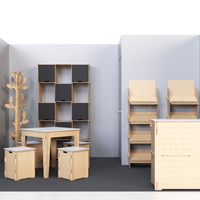 Stand d'exposition modulaire Esposit, personnalisable, en bois, incurvé, rectangulaire, carré, pour salon professionnel, modèle SHE-049-001