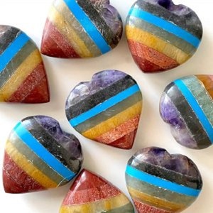 Agate naturelle Puffy Heart 7 Chakra Healing Crystal pour la décoration intérieure - Product Image 5