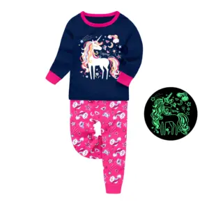 Детская Пижама с мультяшным единорогом для девочек Детская Пижама для мальчиков с динозавром пижамы детские пижамы