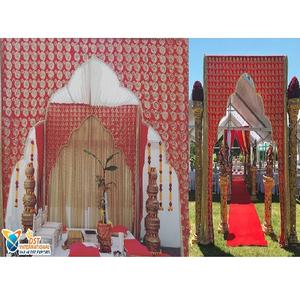 Abordable mariage Mandap toile de fond rideaux mariage indien Mehrab toile de fond Mandap mariage traditionnel drapé Mandap BackdropUSA - Product Image 1