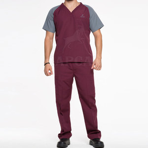 High Quality Best Selling Men <b>Scrub</b> Uniforms Knitted 100% Cotton <b>Scrub</b> <b>Sets</b> for Hospital Use Custom Logo Online Sale - Product Image 2