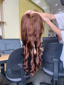 Highlight <b>Brown</b> Color <b>Wig</b> Vietnamese HD Luxury Front Closure Virgin Cuticle Aligned Remy Hair Single Weft Extensions - Product Image 4
