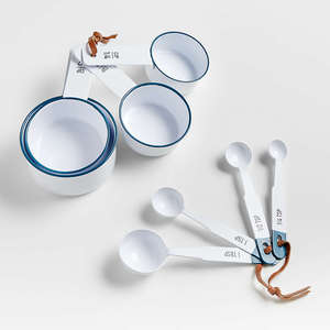 Tazas medidoras con recubrimiento de polvo blanco moderno con asas de metal grabadas Cocina y utensilios de cocina de Grado Superior duraderos esenciales - Product Image 6