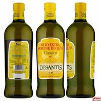 Huile d'olive extra vierge pressée à froid DeSantis St. John 1 L Bouteille en verre jaune doré 100% pure Fabriquée en Italie Certifiée BRC ISO 2