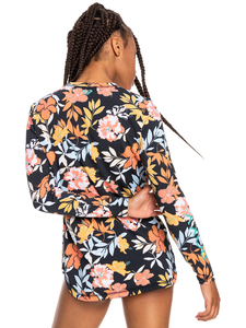 Nueva llegada de las mujeres Rush Guard venta al por mayor de la flor de impresión de compresión camisa recortada larga Rashguard para surf y MMA - Product Image 4