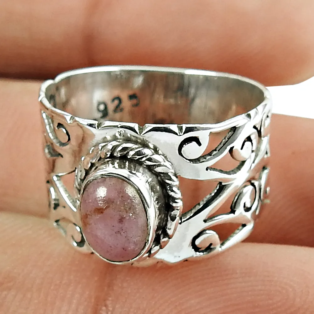 Latest design rhodonite ring 925 sterling silver gemstone jewelry wholesale price handmade silver rings manufacturer