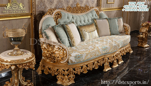 Conjunto de sofás rumanos con tallado a mano, conjunto de sofás de lujo con tallado dorado pulido, muebles de Villa europea, área de vestíbulo - Product Image 3