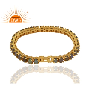 18K Yellow Gold Plated Sterling Silver Jewelry Supplier Labradorite <b>Gemstone</b> <b>Bracelet</b> Silver Jewelry Wholesaler - Product Image 2