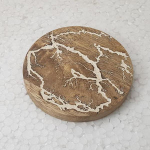 Ensemble de 4 pièces en résine et bois, motif créatif et moderne, caboteur pour le thé, fait à la main - Product Image 6