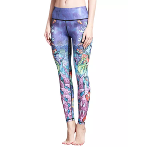 Venta caliente Nueva llegada Pantalones de Yoga de alta calidad para mujer Leggings con estampado de calidad estándar con logotipo de cintura media Directo Bangladesh - Product Image 5