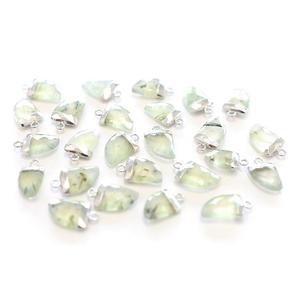 Pendentif en préhnite de 13 à 15 mm en forme de corne plaqué argent pour la fabrication de bijoux - Product Image 2