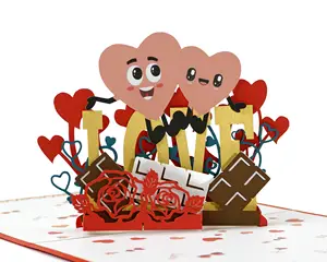 Top Selling Product Love 3D Greeting pop-up card with Heart Couple Design as required Wholesale Best Choice For Valentine