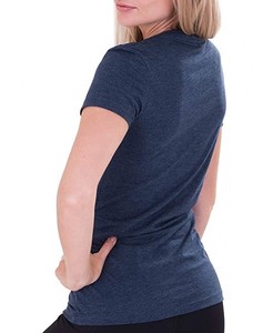 Camiseta de manga corta de alta calidad para mujer, Camiseta 100% de algodón con cuello de pico en blanco - Product Image 4