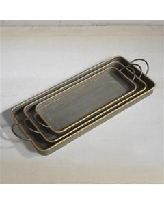 Bandeja de servicio rústica de Metal galvanizado, cuadrada, l, con asas - Product Image 1