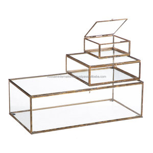 Customized Sizes Antique Brass Glass Storage Boxes