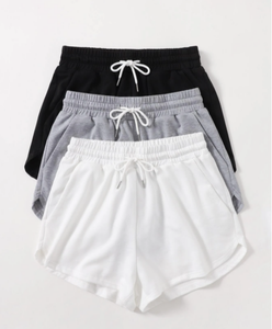 Shorts d'été unisexe décontractés à cordon de serrage, coupe régulière, 100% coton, teinture unie - Product Image 3