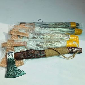 ขวานโทมาฮอว์กแบบทำมือเกรดอุตสาหกรรม5ชิ้นขวานไม้ชิงชันสลักและขวานเหล็กสลัก - Product Image 1