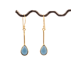 El más nuevo diseño facetado en forma de pera de Londres de cuarzo azul de la gota Pendiente de oro/plata plateado caliente chicas personalidad gota pendiente - Product Image 4