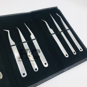 Pinzas de pestañas profesionales plateadas de alta calidad, pinzas de acero inoxidable, pinzas de extensión de pestañas postizas personalizadas, logotipo de visón - Product Image 5